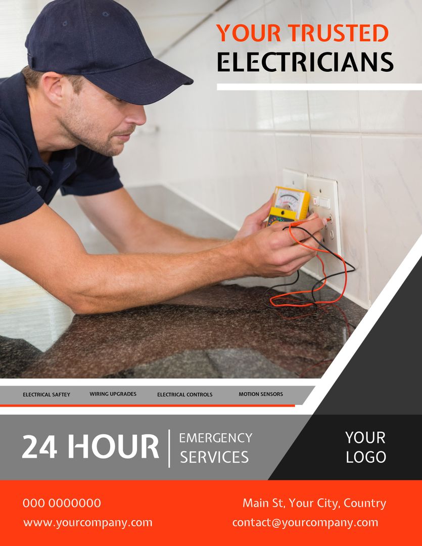 Professional Electrician Testing Wall Outlet for Safety Assurance