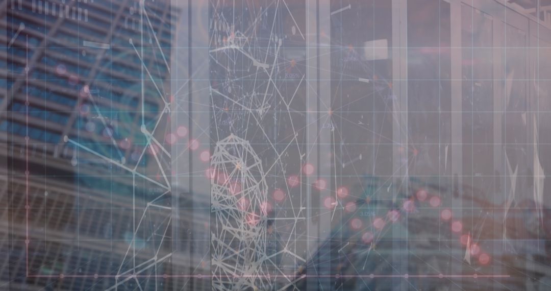 Futuristic Wireframe Head Over Digital Blueprint of Innovation