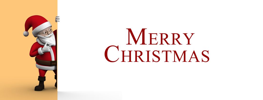 Santa Claus Peeking for Merry Christmas Celebration Card