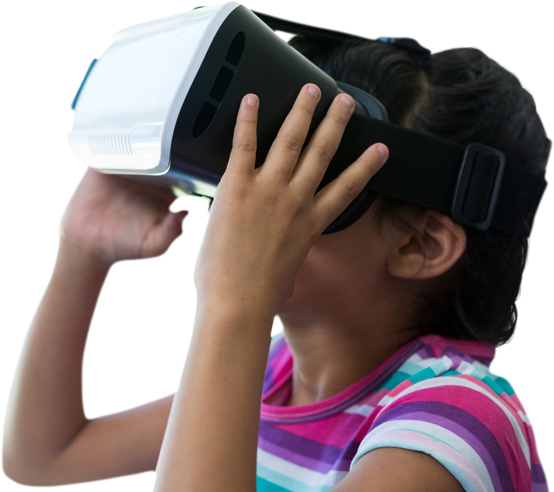 Transparent Visual Experience Girl Using VR Headset Indoors - Download Free Stock Images Pikwizard.com