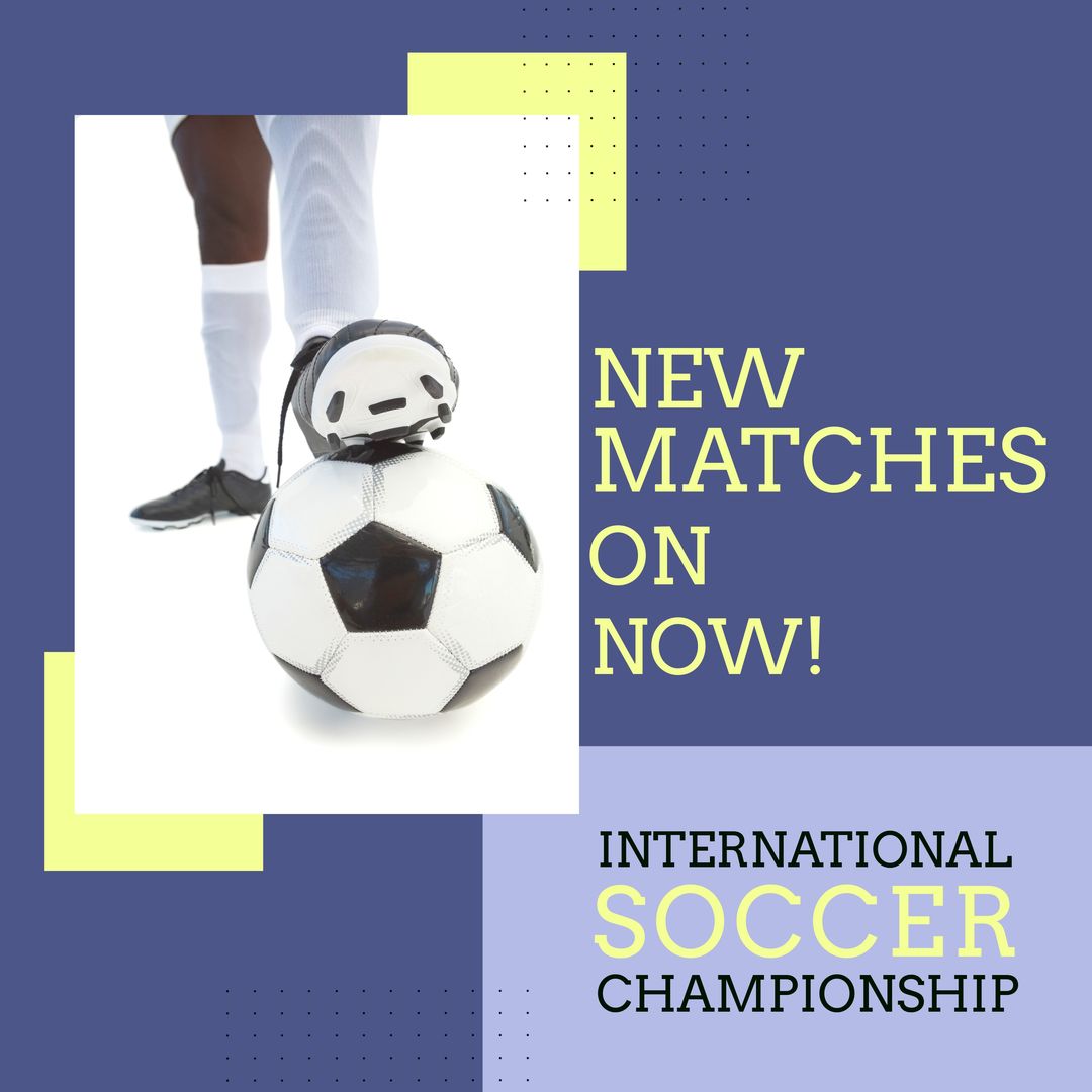 International Soccer Championship Announcement with Player and Ball - Download Free Stock Templates Pikwizard.com