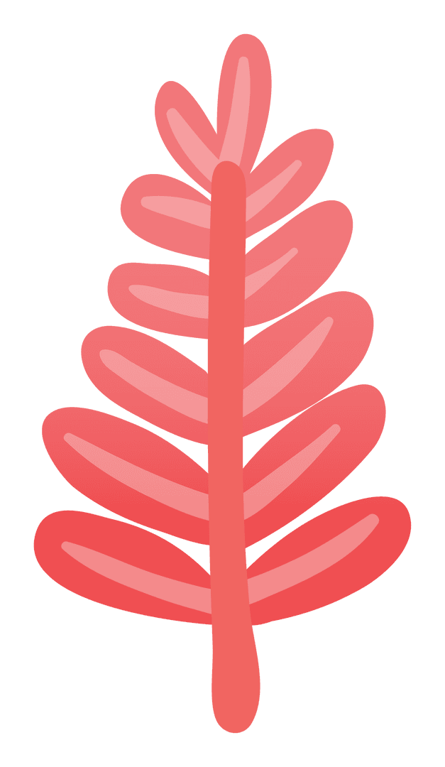 Transparent Pink and Red Leafy Twig Illustration