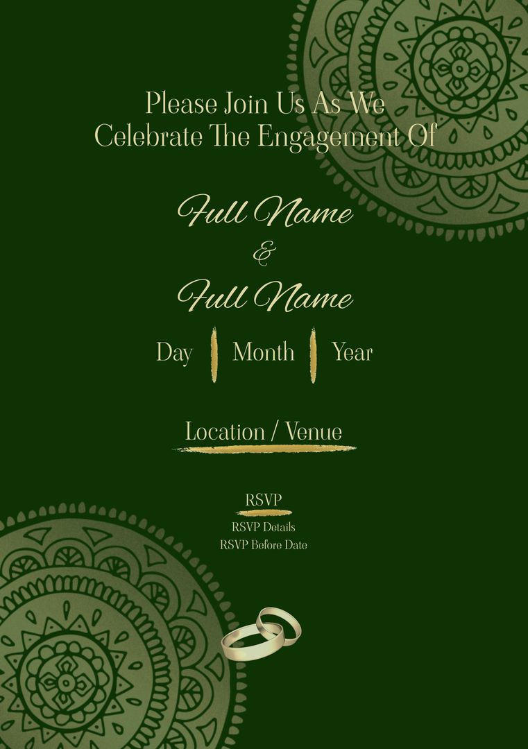 Elegant Engagement Invitation with Indian Patterns on Green Background - Download Free Stock Templates Pikwizard.com