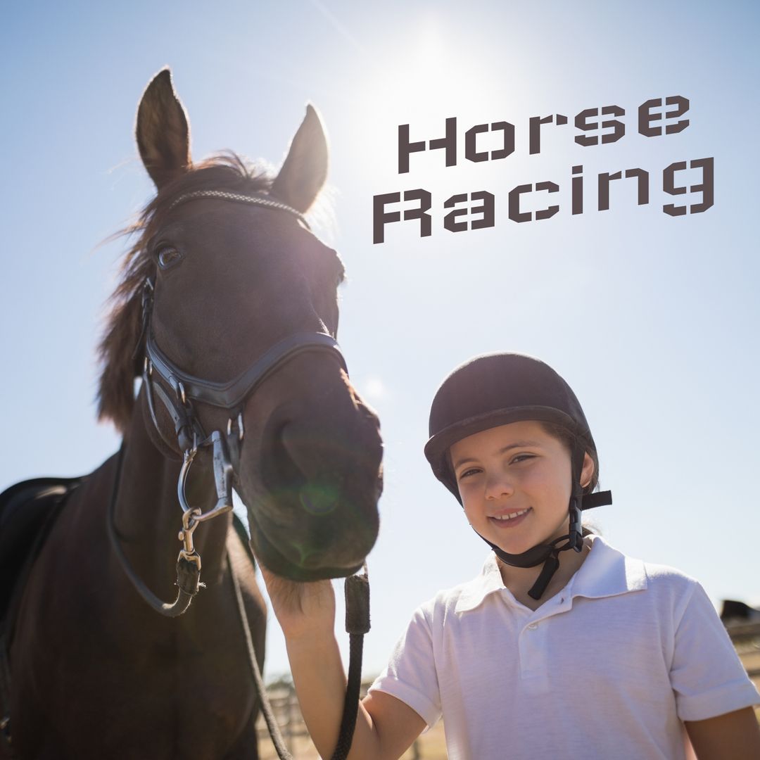 Smiling Boy with Horse Under Clear Sky at Equestrian Event - Download Free Stock Templates Pikwizard.com