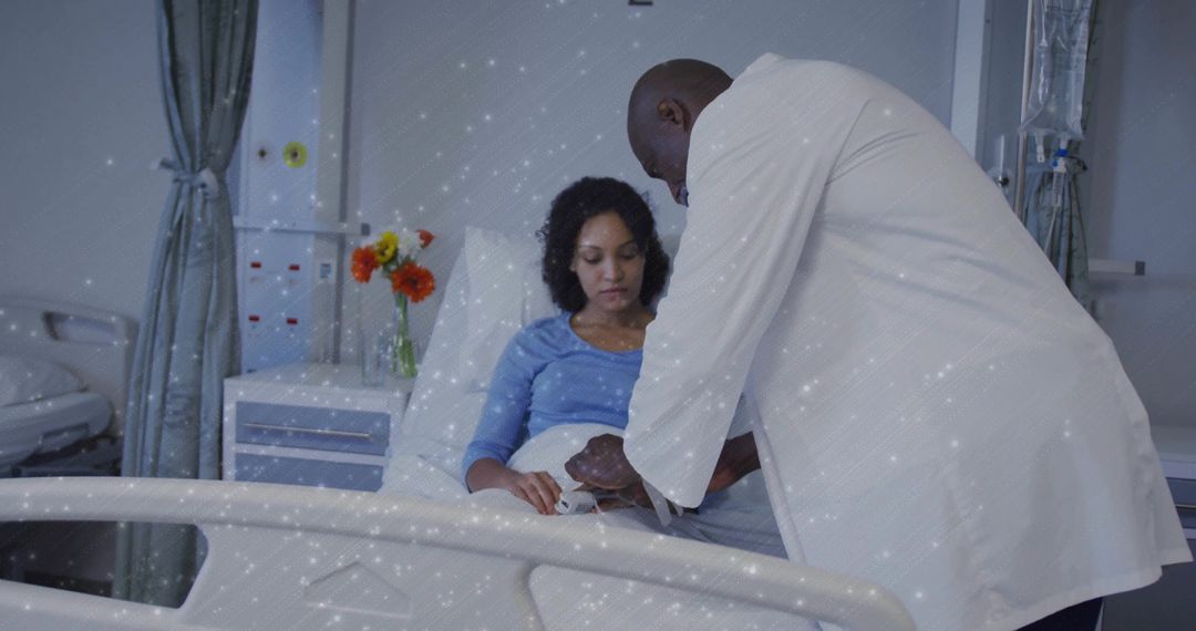 Doctor Caring for Hospitalized Patient in Private Room