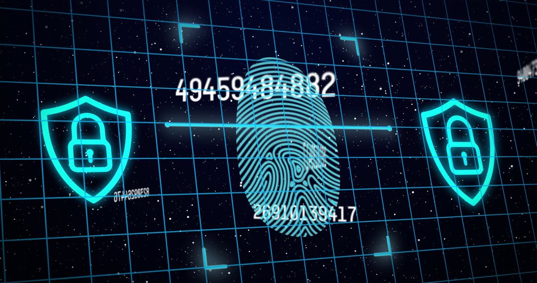 Fingerprint Authentication AI Hologram Highlighting Cybersecurity