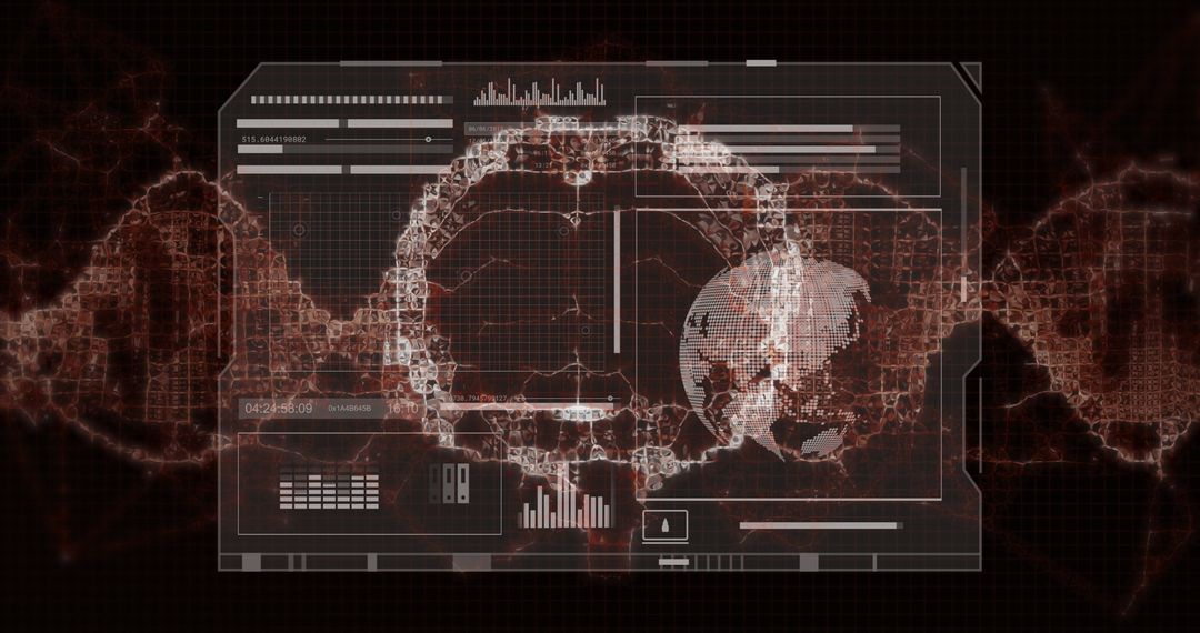 Futuristic Technology Interface with DNA Helix and Data Display