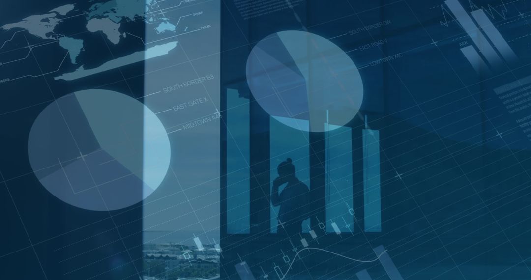 Silhouette of Businessman Analyzing Financial Graphs