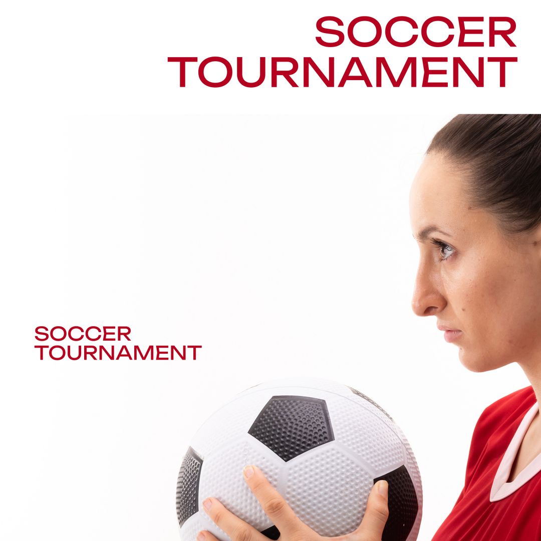 Focused Female Soccer Player Holding Ball for Tournament