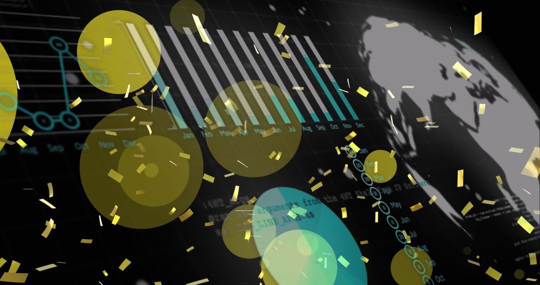 Celebratory Digital Data Visualization with Confetti Overlay