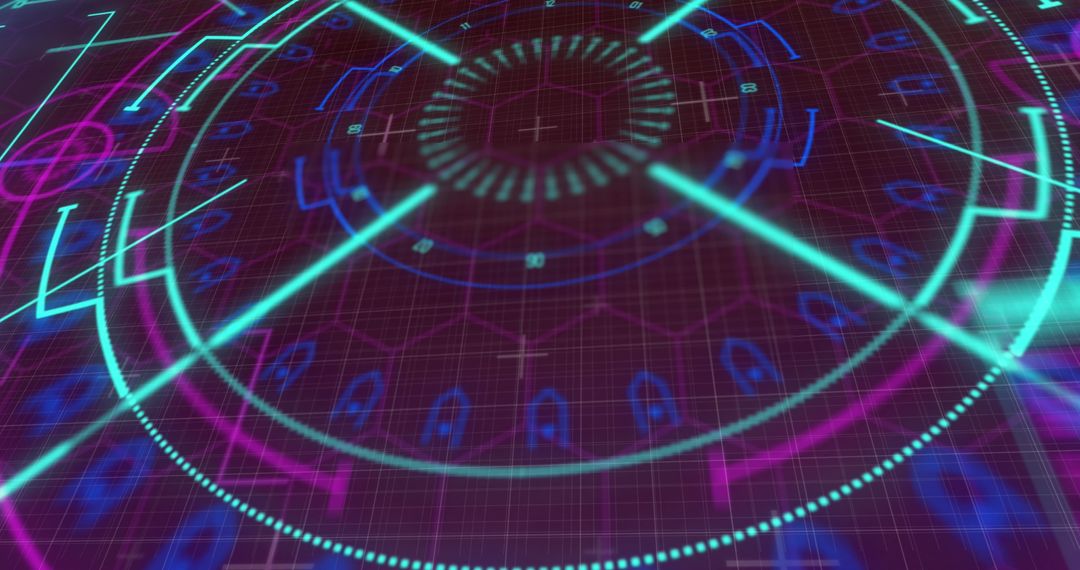 Futuristic Digital Interface With Glowing Neon Elements