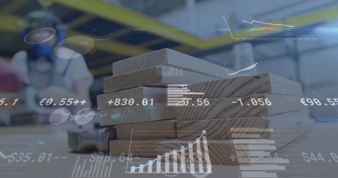 Digital Interface Overlay on Sawmill Industrial Worker