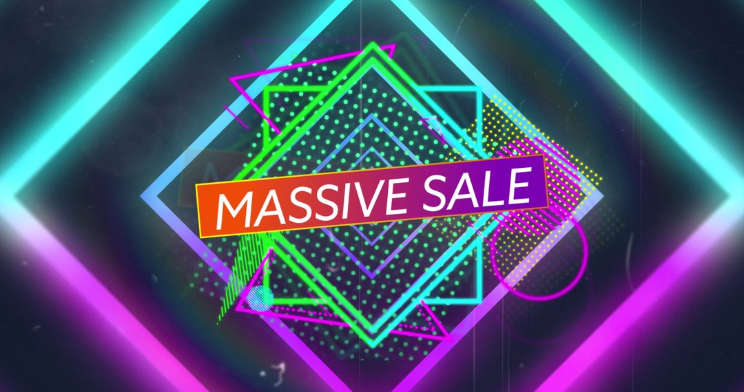 Vibrant Neon Geometric Patterns Highlight Sales Event