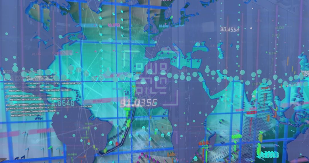 Futuristic Global Data Analytics and Digital Interface Overlay