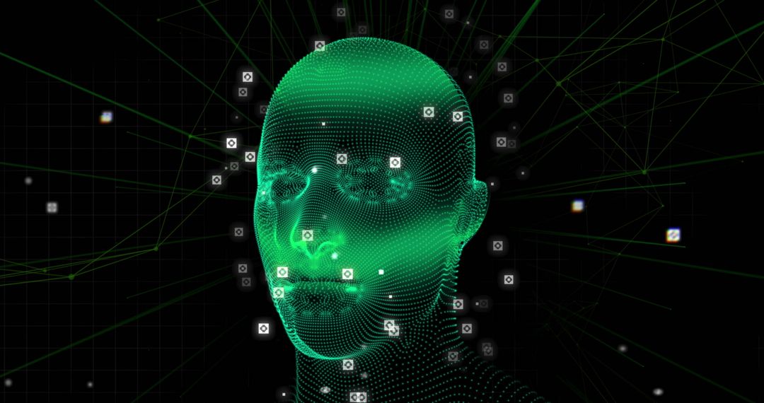 Glowing Digital Human Model with Floating Data Codes