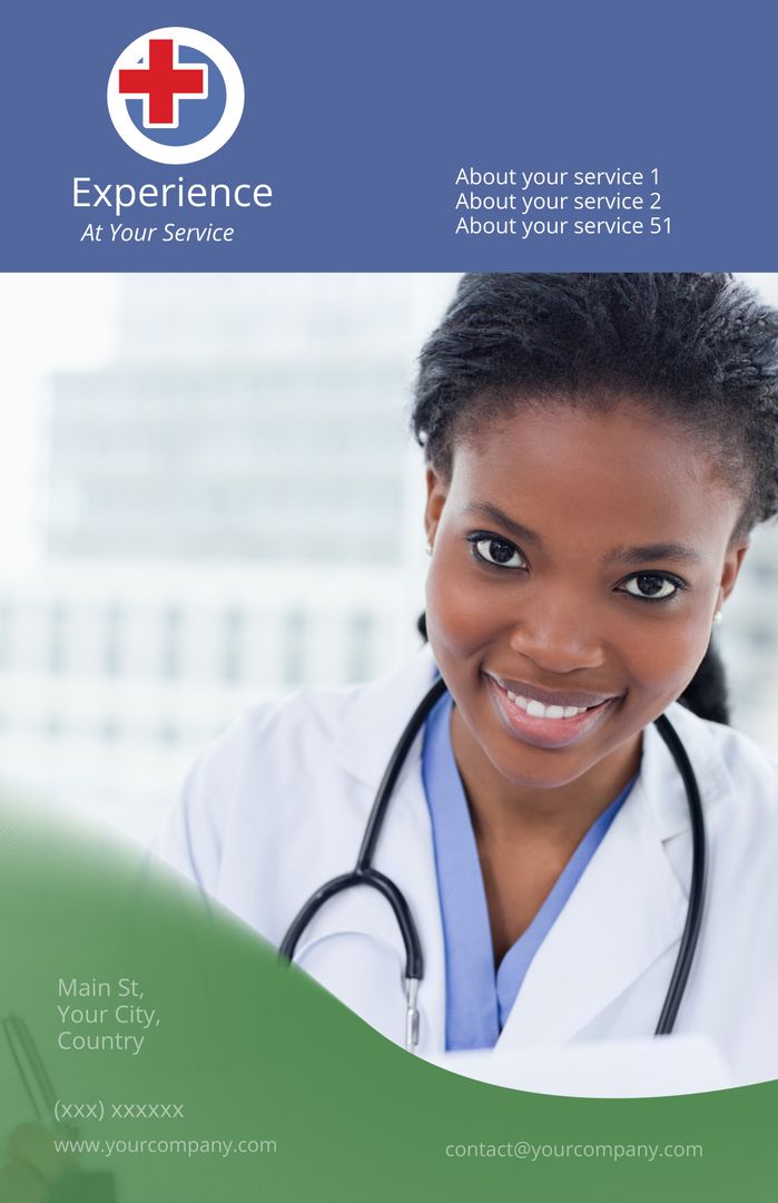 Smiling Medical Professional Promoting Trust in Healthcare Services