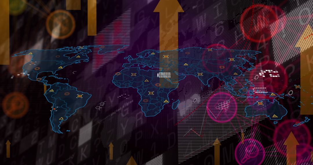 Global Digital Map Illustrating Economic Growth with Data Insights