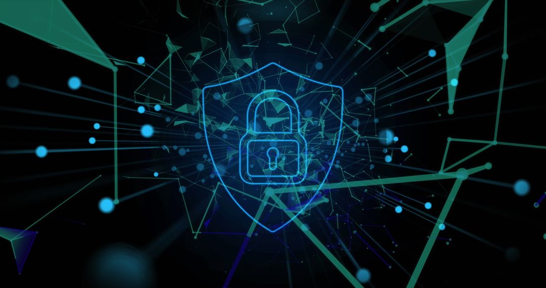 Glowing Digital Lock on Futuristic Cybersecurity Interface