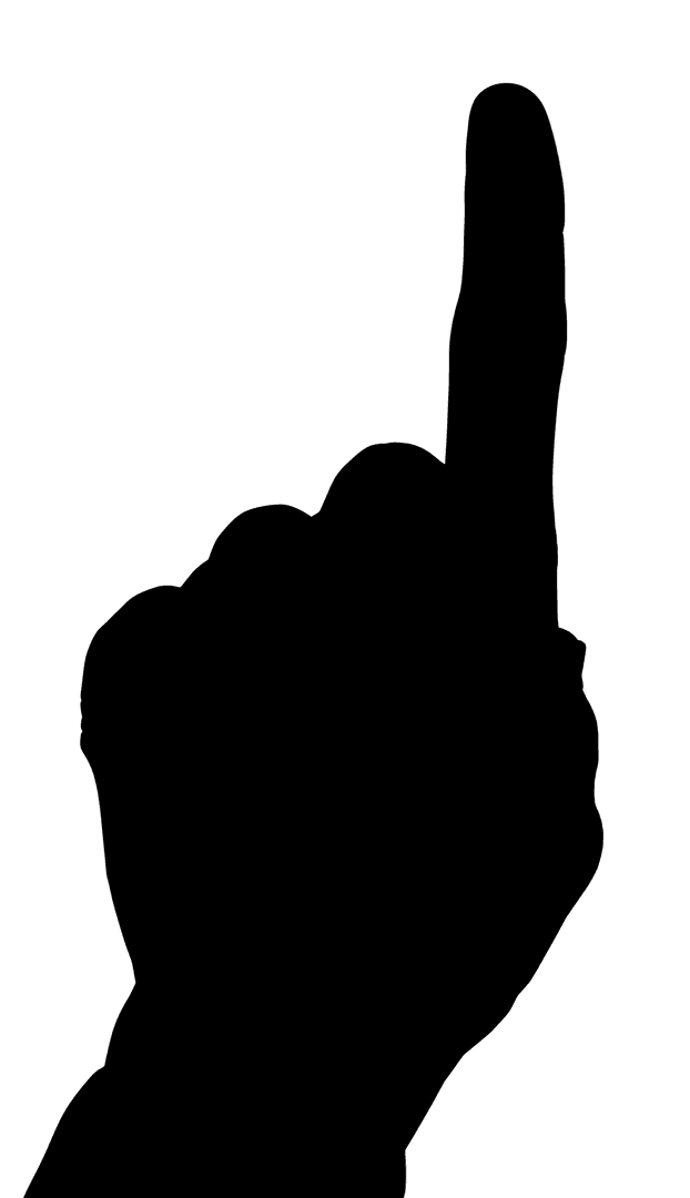 Black Silhouette of Hand on Transparent Background