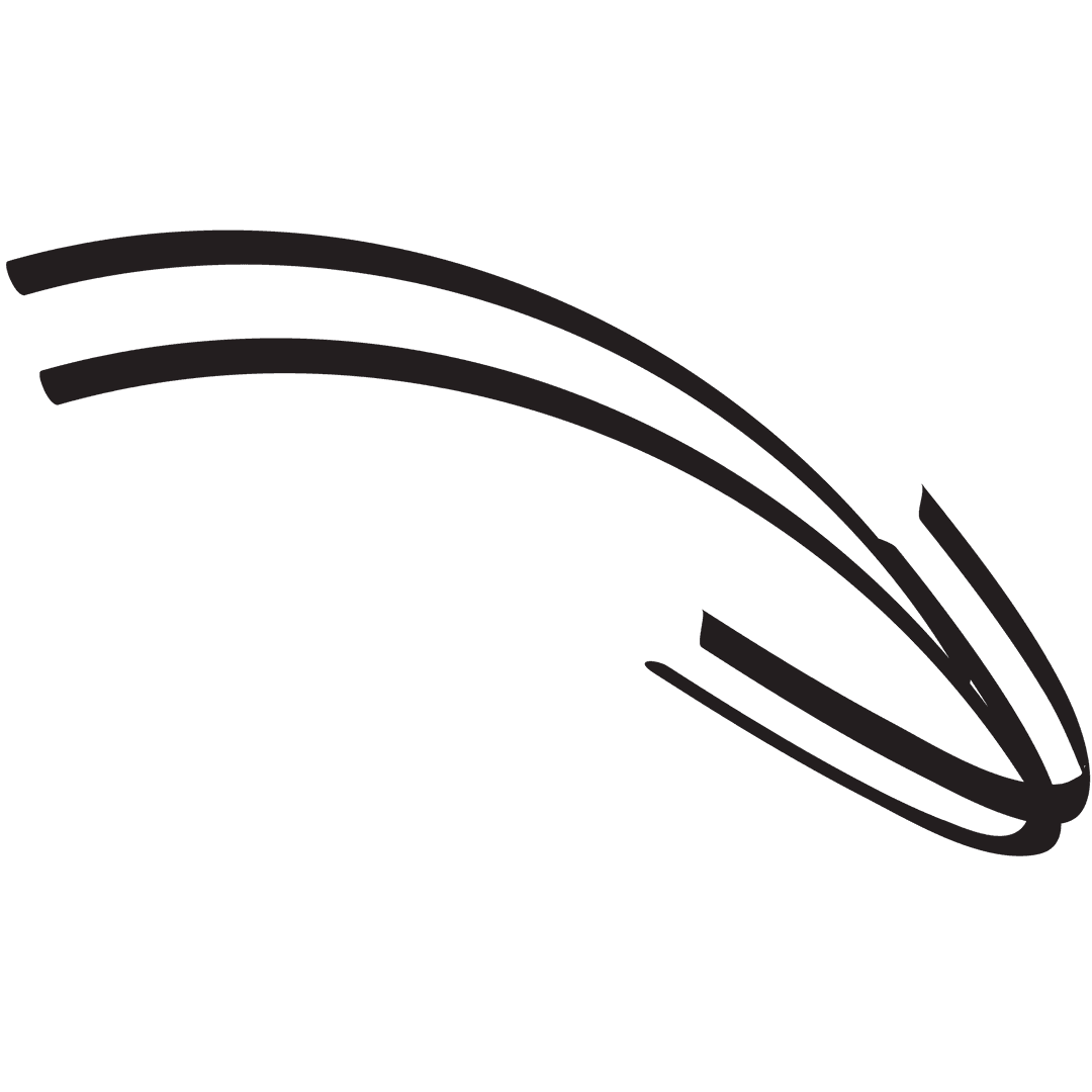 Black Curved Arrow Illustration on Transparent Background