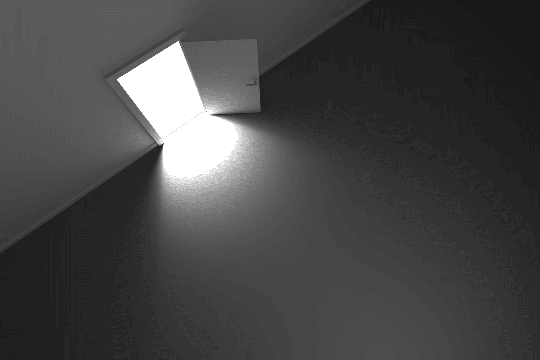 Illuminated Hatchway with Open Door and Shadow Play in Monochrome - Download Free Stock Images Pikwizard.com