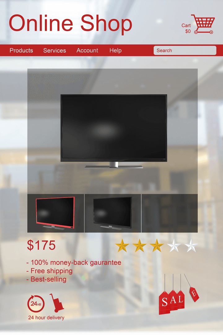 Transparent Online Product Catalog Displaying Televisions