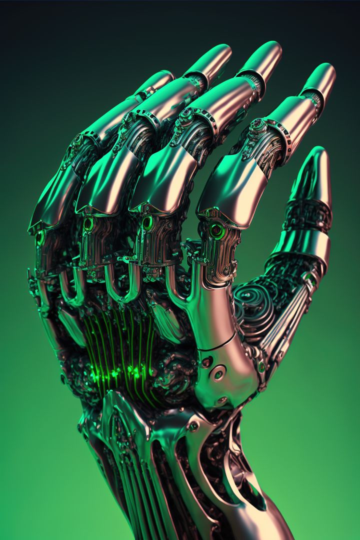Futuristic Robotic Hand with Green Glow - Free Images, Stock Photos and Pictures on Pikwizard.com