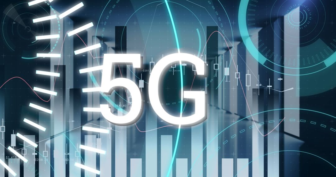 Futuristic 5G Technology Concept with Digital Graphs