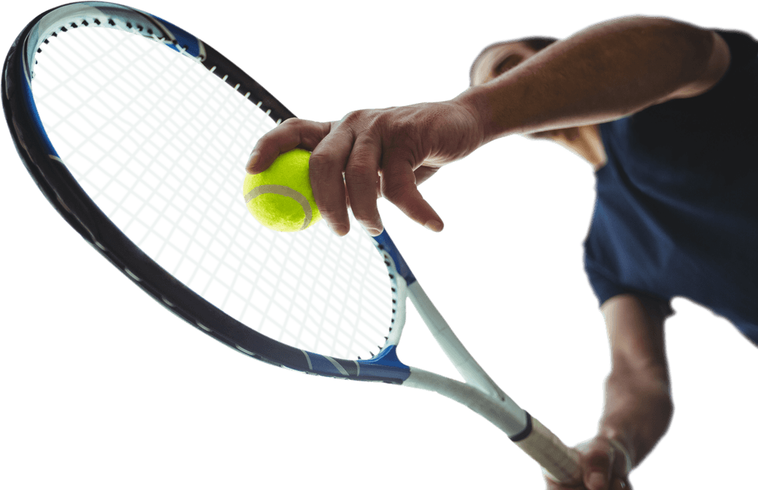 Transparent Top View of Tennis Player Holding Tennis Racket