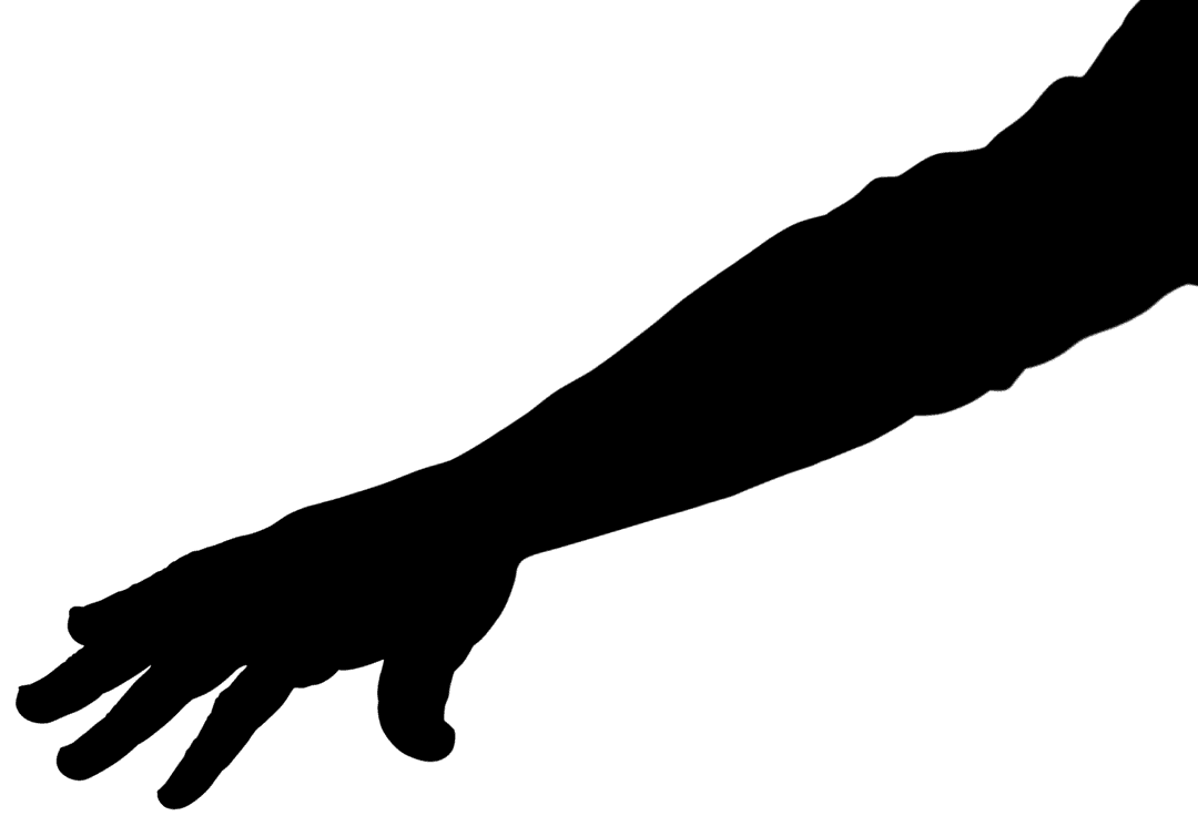 Transparent Arm Silhouette Making Obvious Gesture on Blank Background