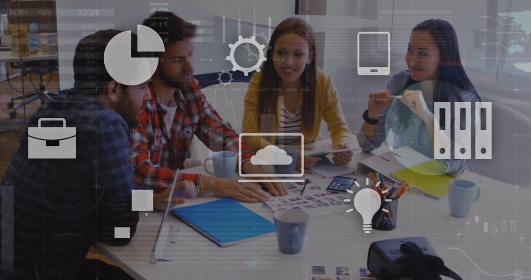 Collaborative Business Team with Data Overlay