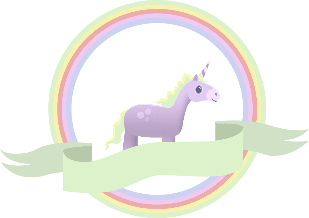 Transparent Unicorn Magic with Rainbow and Ribbon Fantasy Theme