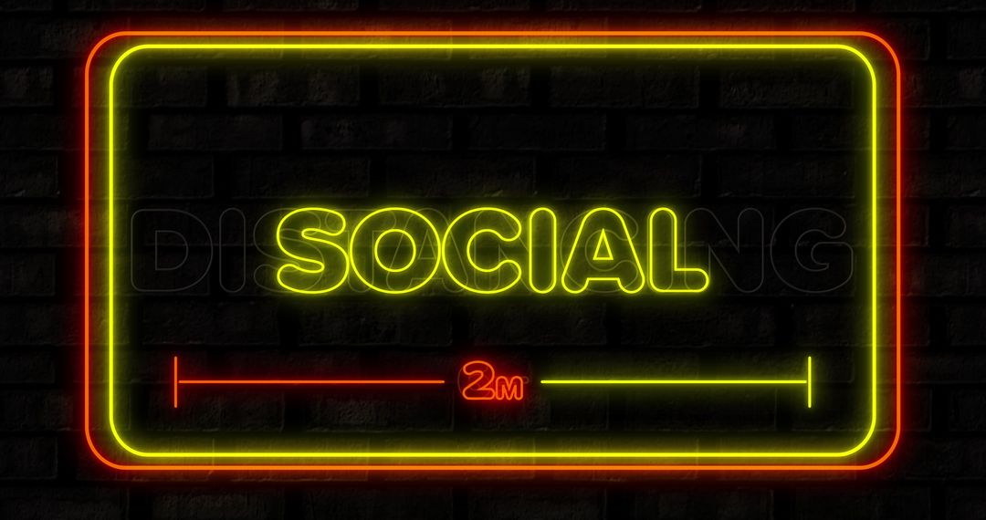 Neon Social Distancing Sign in Yellow and Red