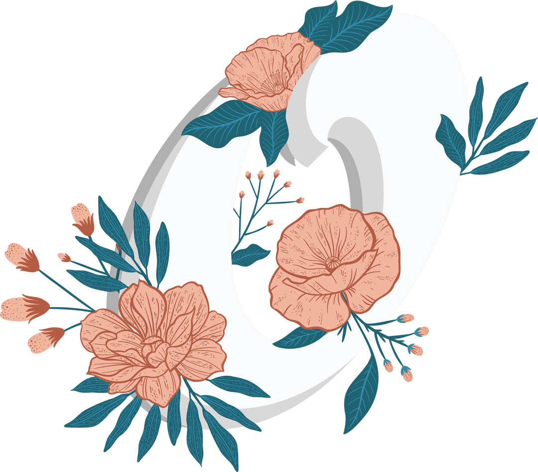 Transparent Floral Zero with Botanical Elements for Celebrations