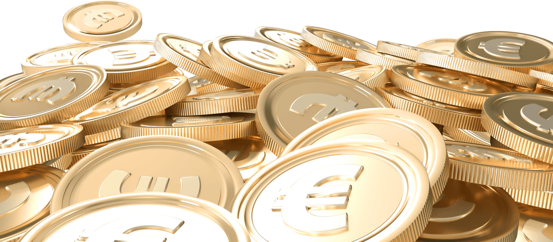 Transparent Euros Currency Coin Pile Illustration on Transparent Background