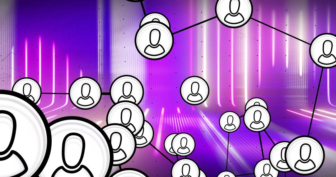 Futuristic User Network Icons Over Neon Background