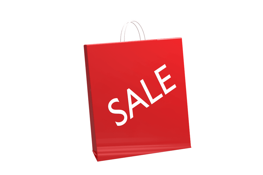 Red Sale Shopping Bag Illustration on Transparent Background