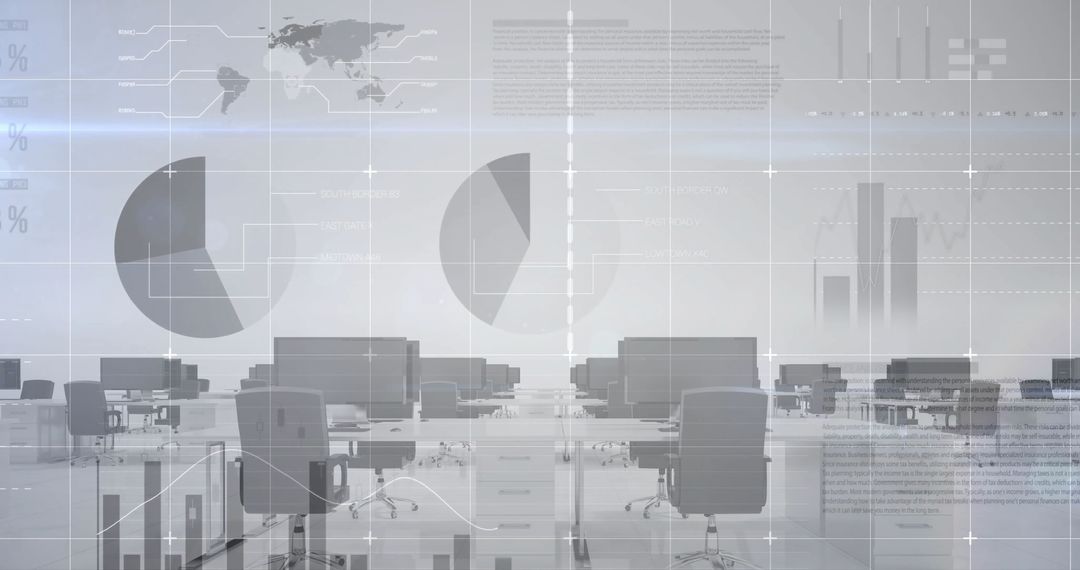 Financial Data Overlay on Modern Office Setting