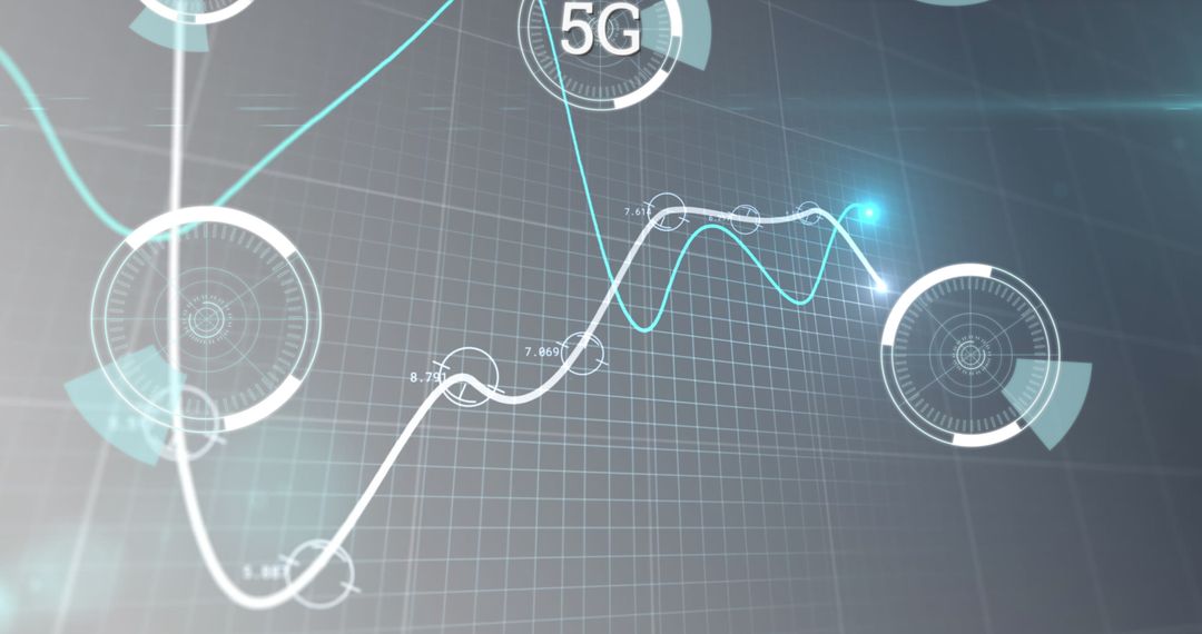 5G Technology Concept with Financial Data Visualization