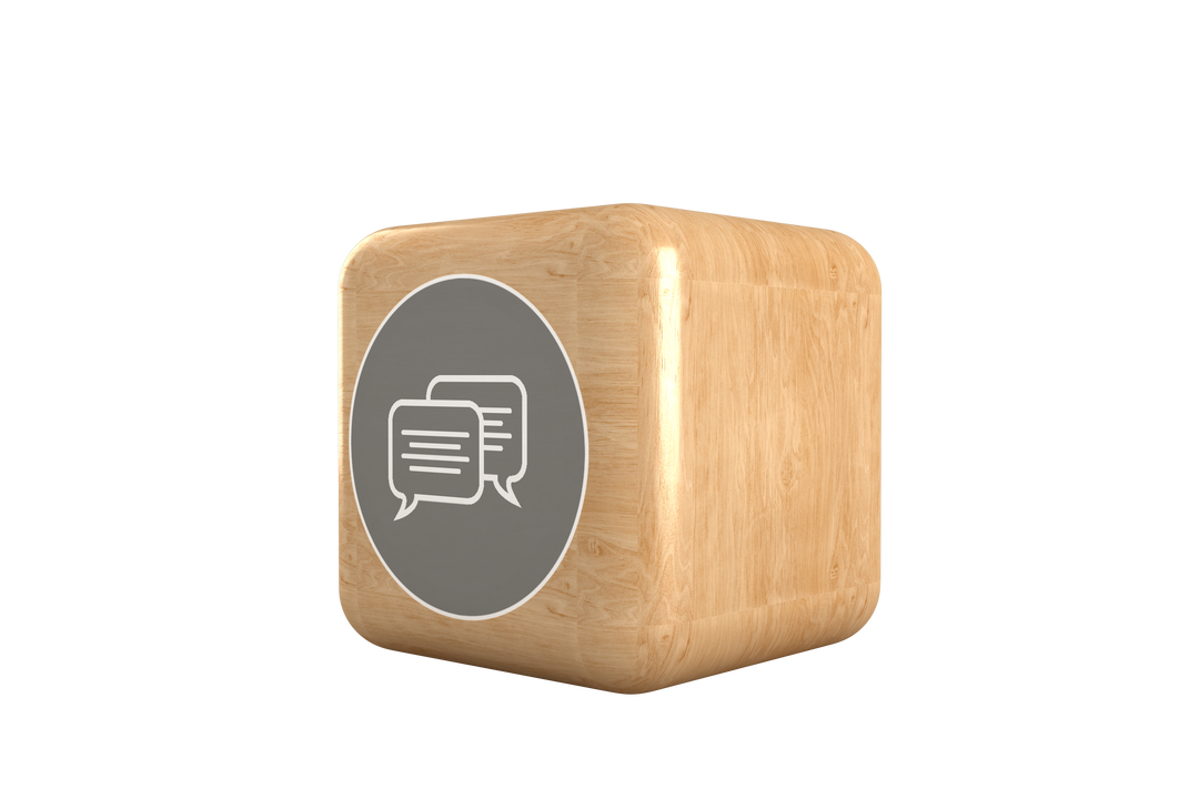 Transparent Wooden Cube with Speech Bubble Icon - Download Free Stock Images Pikwizard.com