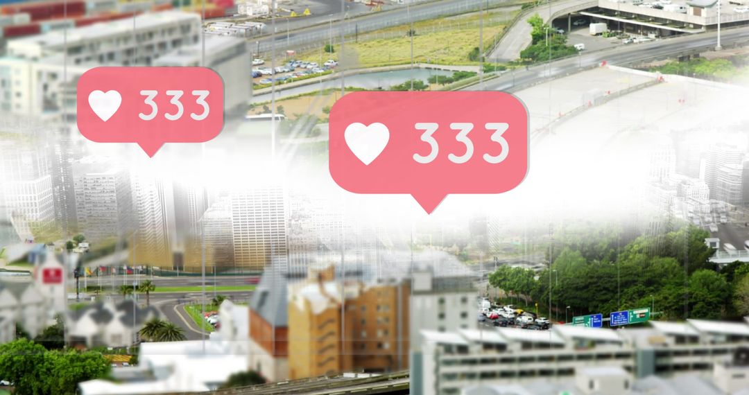 Social Media Reactions Illustrating Digital Connection in Urban Environment