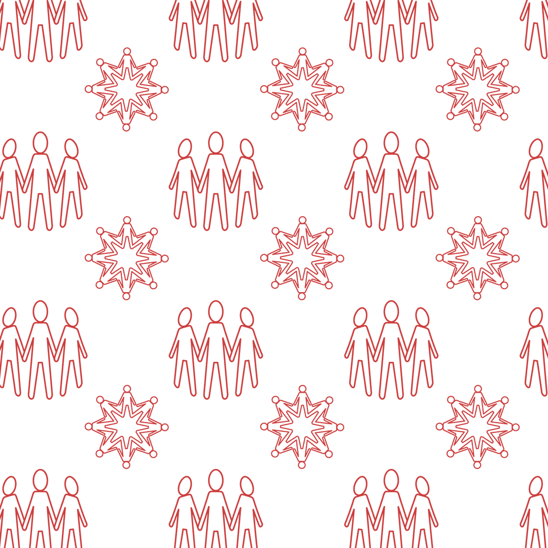 Red People Pattern on Seamless Transparent Background