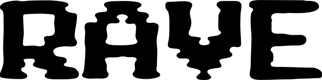 RAVE Text in Dripping Black Paint on Transparent Background