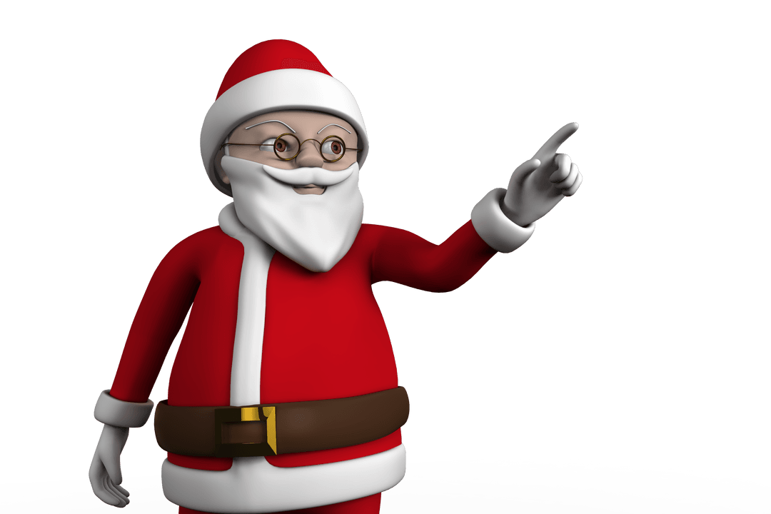 Cheerful Cartoon Santa Claus on Transparent Background