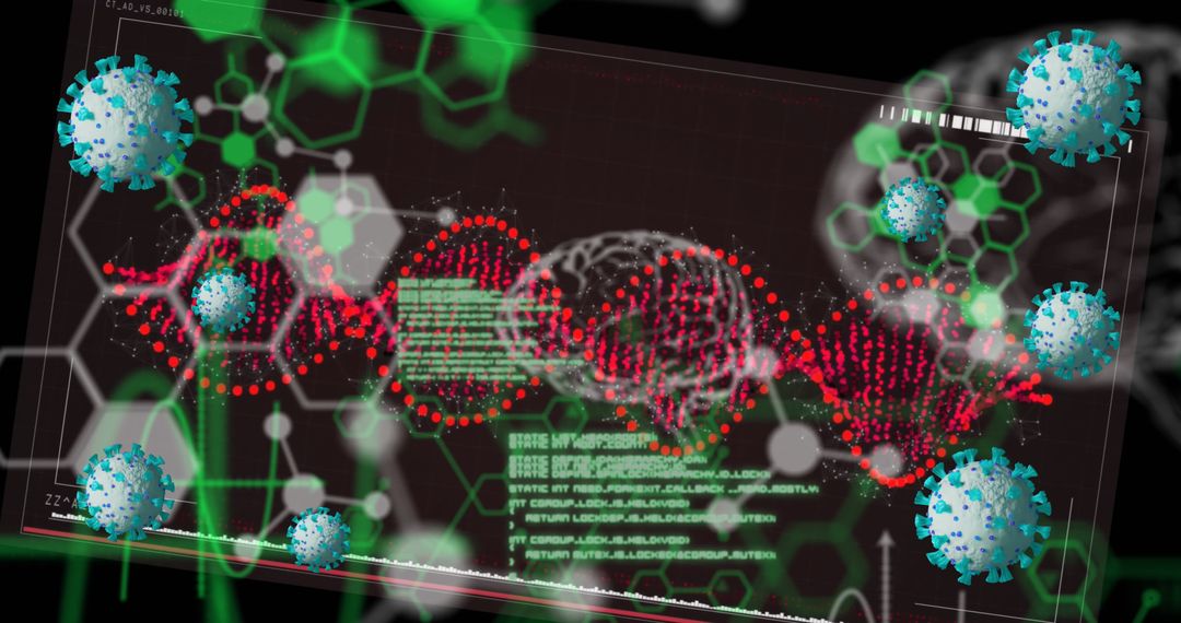 Virus Cells Interacting with Digital Data Interface
