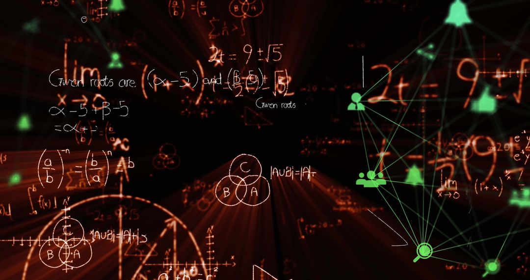 Abstract Digital Space with Complex Mathematical Formulas and Diagrams