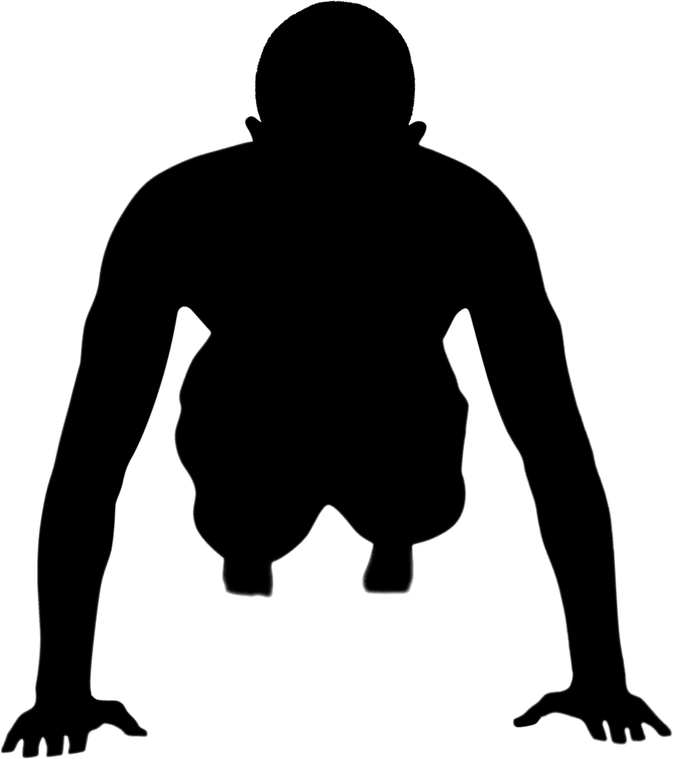 Transparent Silhouette of Man Doing Push-Ups on White Background