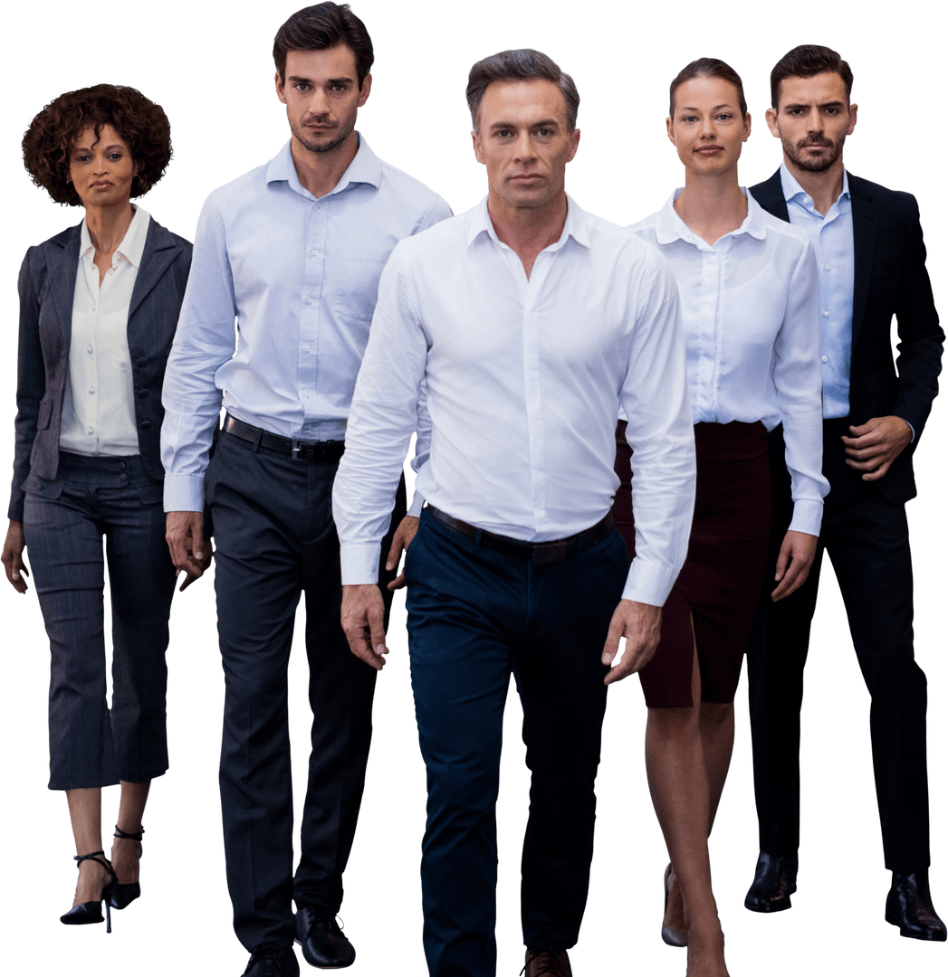 Team of Transparent Confident Professionals Walking