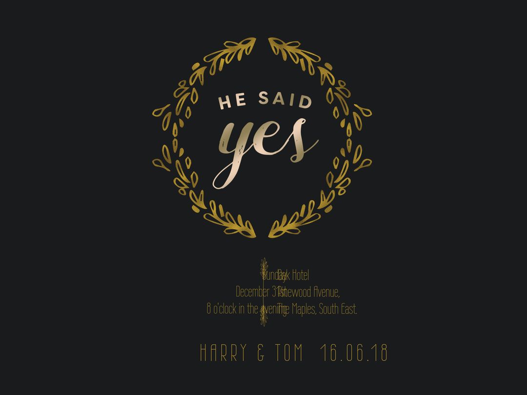 Elegant Same-Sex Engagement Invitation with Gold Design - Download Free Stock Templates Pikwizard.com