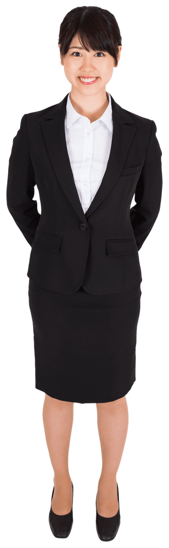 Smiling Asian Businesswoman in Formal Suit on Transparent Background